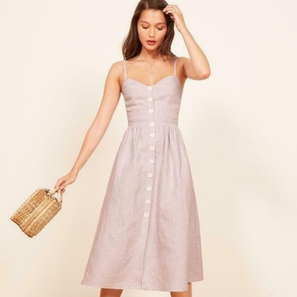 Reformation Dresses & Skirts - NWT Reformation Thelma Purple Gingham Linen Dress